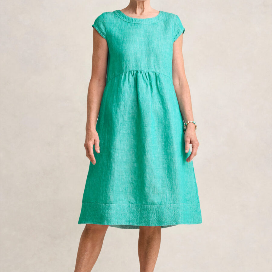 Twill Hemp Linen Shift Dress - Viridian