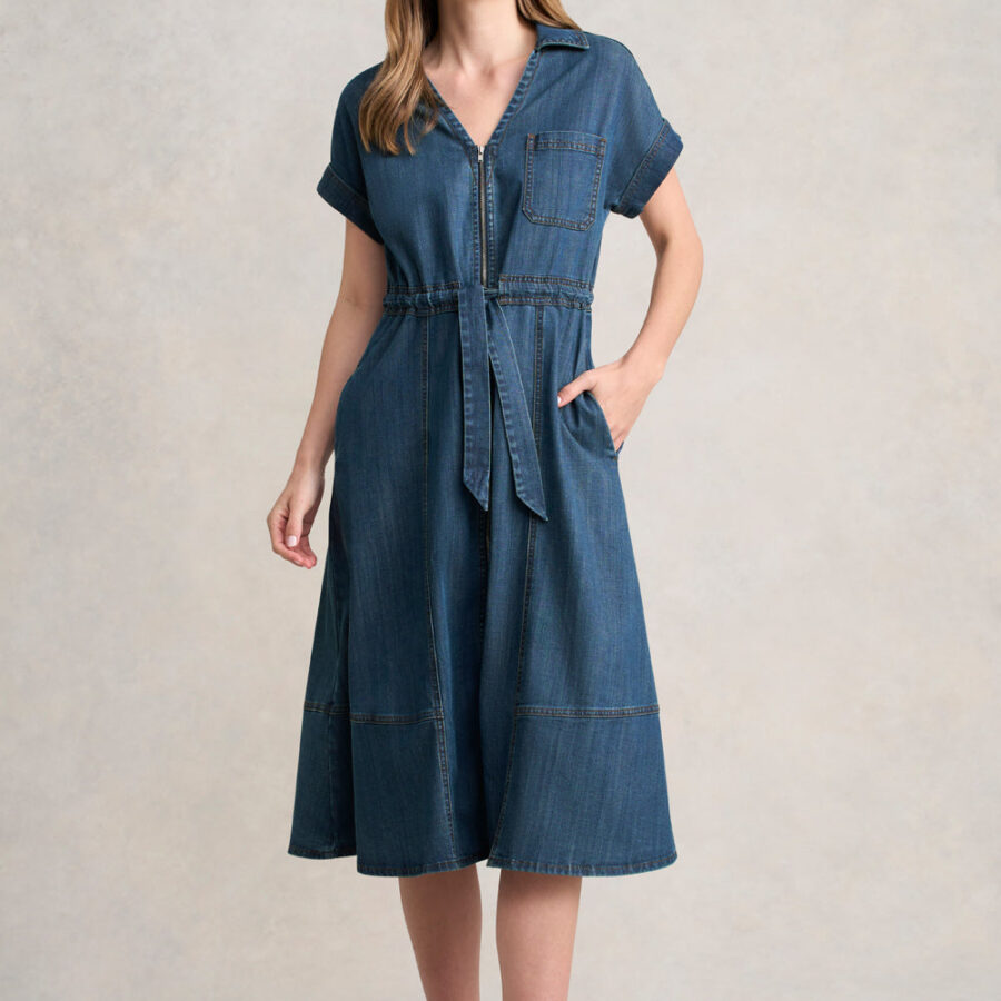 Denim Shirt Dress - Mid Denim Blue