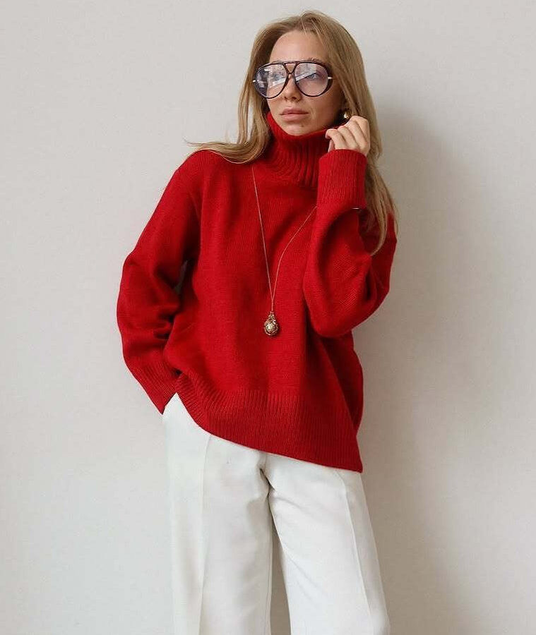 Oversized Solid Color Turtleneck Fashion Sweater