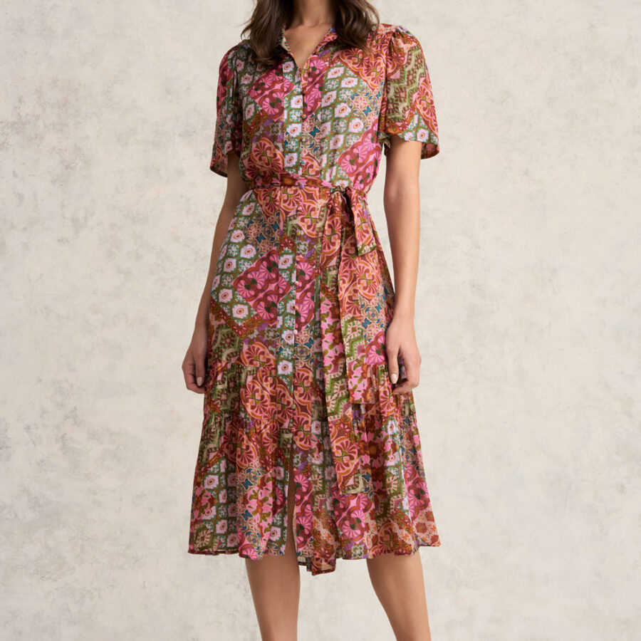 Georgette Flutter Sleeve Dress - Marrakesh Print