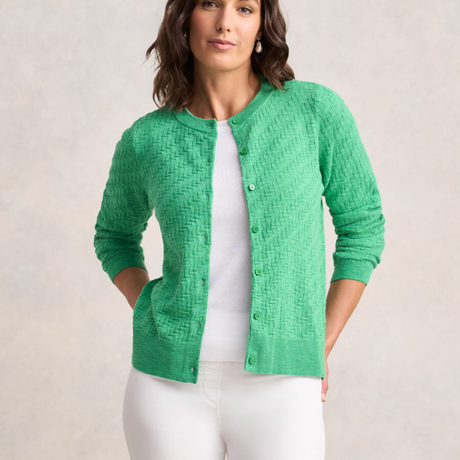 Textured Knit Cardigan – Emerald